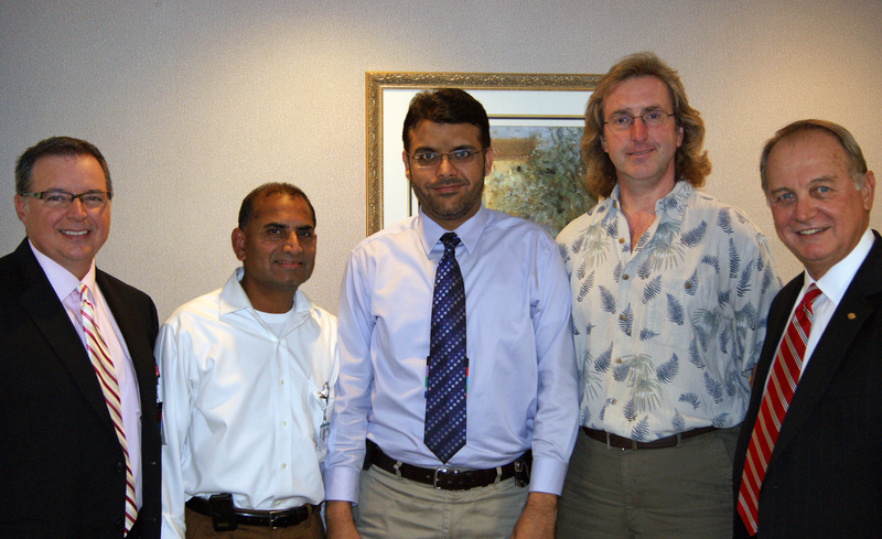 Nanticoke Health Services welcomes the physicians from Beebe Medical Center’s Tunnell Cancer Center. Shown are (l-r) Don Tricarico, VP, Clinical Operations, Nanticoke Health Services; Dr. Srihari Peri, Tunnell Cancer Center; Dr. Muhammad Siddique, Nanticoke Cancer Care Services; Dr. Brian Costleigh, Tunnell Cancer Center; and Steven Rose, president/CEO, Nanticoke Health Services. SOURCE SUBMITTED